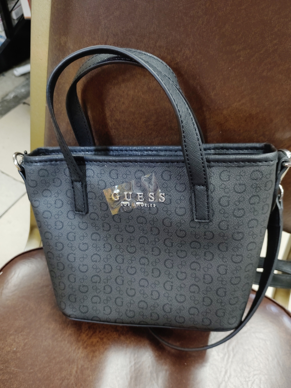 GUESS Los Angeles Black Logo Tote Bag